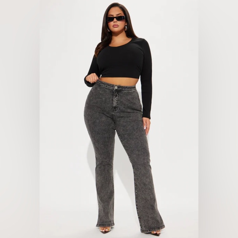 Fashion Nova Side Slit Stretch Slim Bootcut
